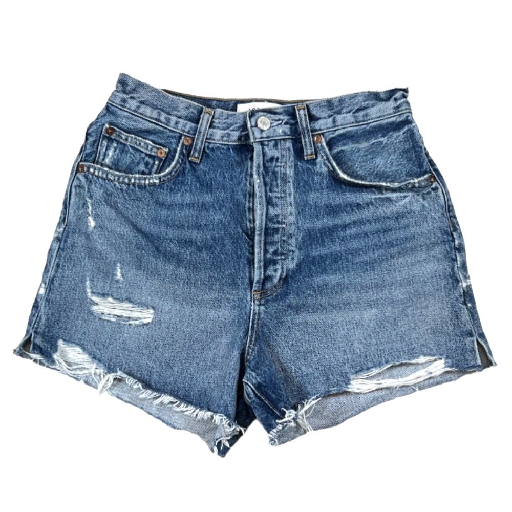 Agolde Parker High Rise Distressed Blue Denim Shorts | Size 26